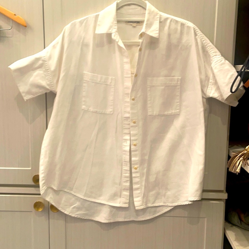 100% cotton white short sleeve shirt from Madewell